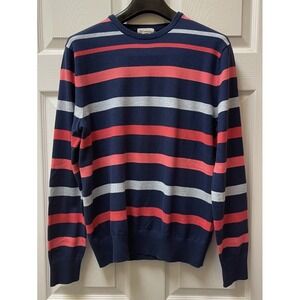 Gap‎ Men's Medium Cotton Sweater Navy and Pink Preppy Striped
